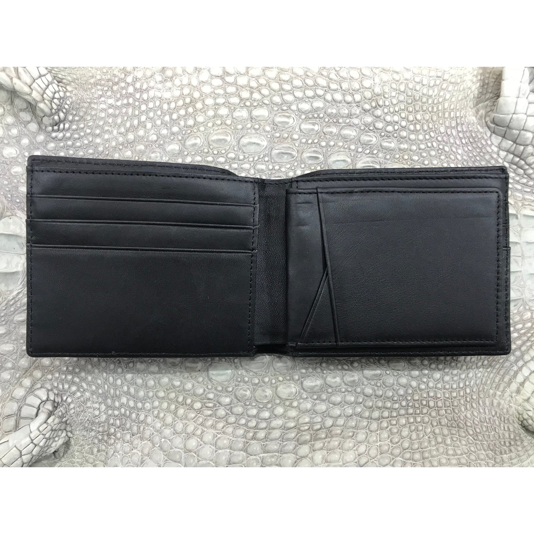 Black Alligator Horn Back Skin Bifold Wallet For Men | Handmade Crocodile Leather Wallet RFID Blocking | VL5654 - Vinacreations