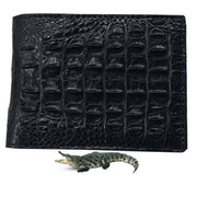 Black Alligator Horn Back Skin Bifold Wallet For Men | Handmade Crocodile Leather Wallet RFID Blocking | VL5654