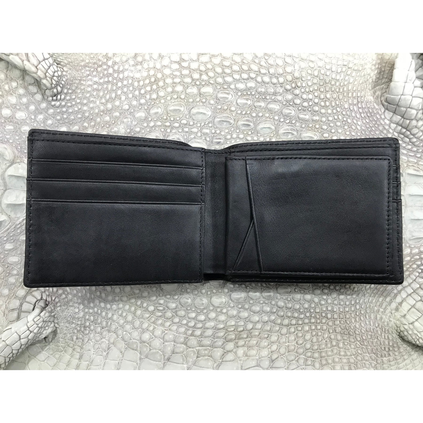 Black Alligator Horn Back Skin Bifold Wallet For Men | Handmade Crocodile Leather Wallet RFID Blocking | VL5655 - Vinacreations