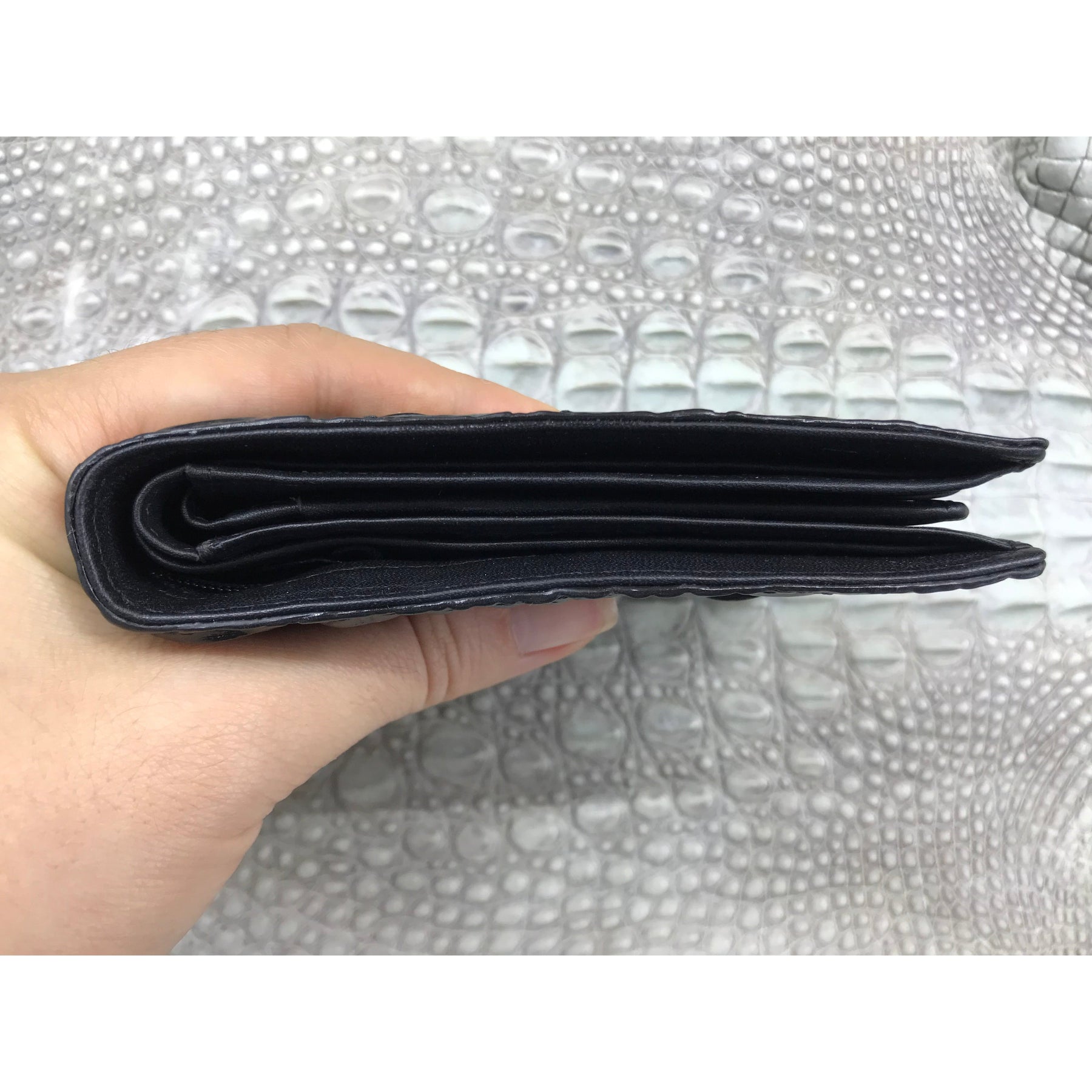 Black Alligator Horn Back Skin Bifold Wallet For Men | Handmade Crocodile Leather Wallet RFID Blocking | VL5730 - Vinacreations