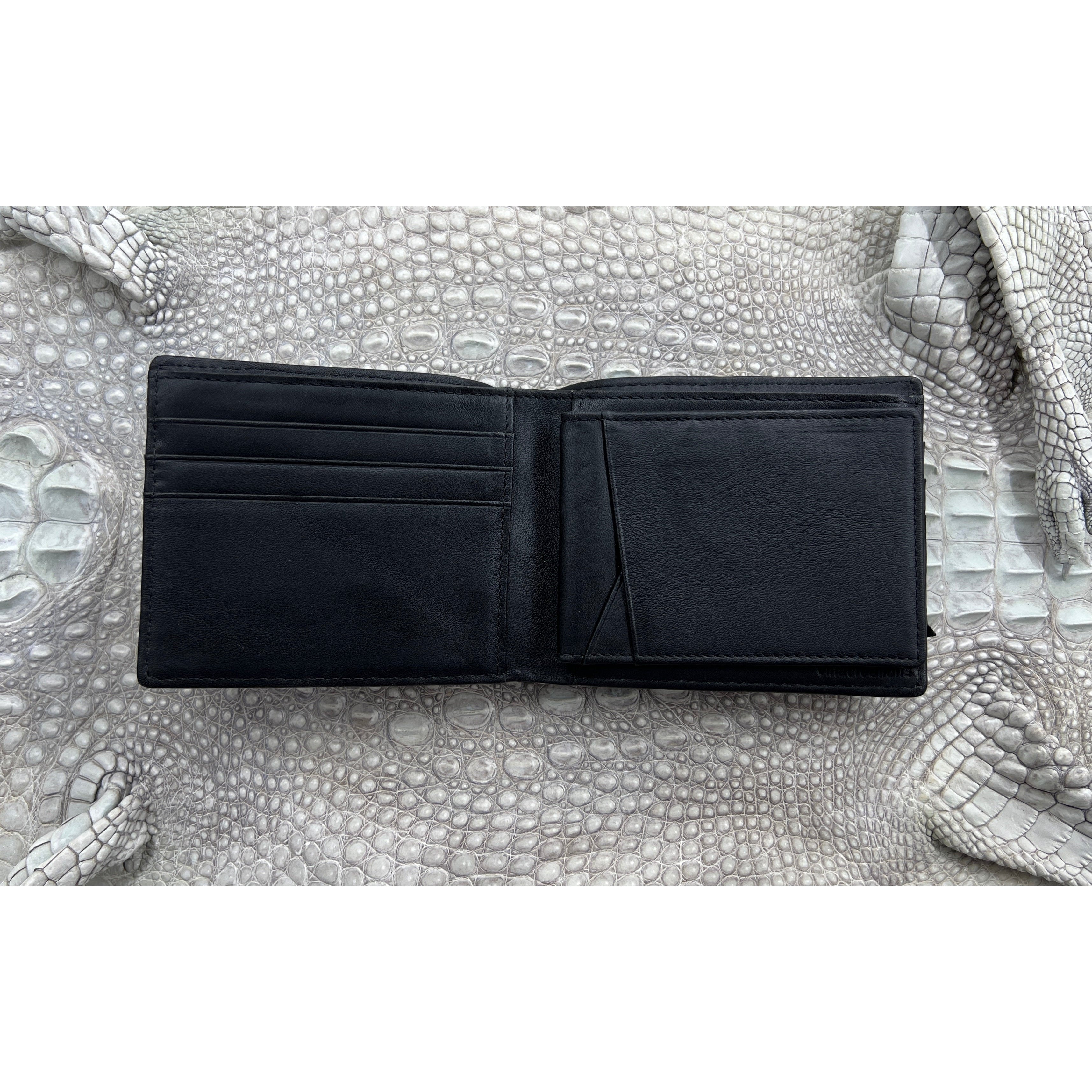Black Alligator Hornback Skin Bifold Wallet For Men | Handmade Crocodile Leather Wallet RFID Blocking | VL4566 - Vinacreations