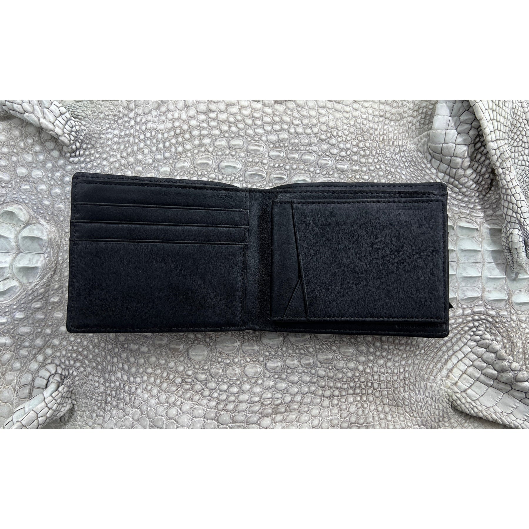 Black Alligator Hornback Skin Bifold Wallet For Men | Handmade Crocodile Leather Wallet RFID Blocking | VL4566 - Vinacreations