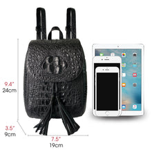Black Alligator Leather Backpack Rucksack Women, Small Unique Bag Christmas Gift For Women - Vinacreations