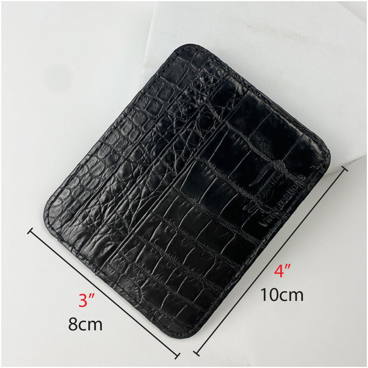 Black Alligator Leather Credit Card Holder | RFID Blocking | BLACK-CARD-11 - Vinacreations