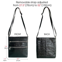 Black Alligator Leather Mens Crossbody Shoulder bag, Vertical Satchel Bag Casual, Small Messenger Bag Christmas Gift For Him - Vinacreations