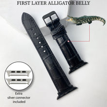 Black Alligator Leather Strap for Apple Watch IWatch Ultra Series 8 7 6 5 4 3 SE - Vinacreations