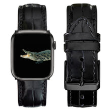 Black Alligator Leather Strap for Apple Watch IWatch Ultra Series 8 7 6 5 4 3 SE - Vinacreations