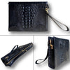 Black Alligator Mens Big Wristlet Clutch Purse Business Bag Premium Crocodile Handbag RFID Blocking CLUT01 - Vinacreations