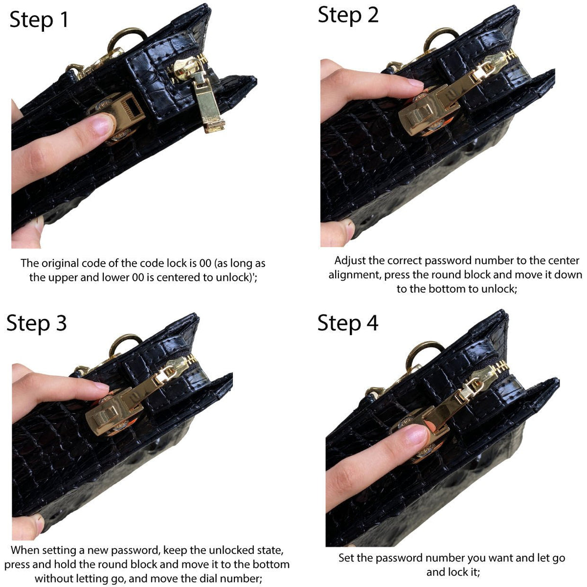 Black Alligator Mens Big Wristlet Clutch Purse Business Bag Premium Crocodile Handbag RFID Blocking CLUT01 - Vinacreations