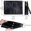 Black Alligator Mens Big Wristlet Clutch Purse Business Bag Premium Crocodile Handbag RFID Blocking CLUT01 - Vinacreations