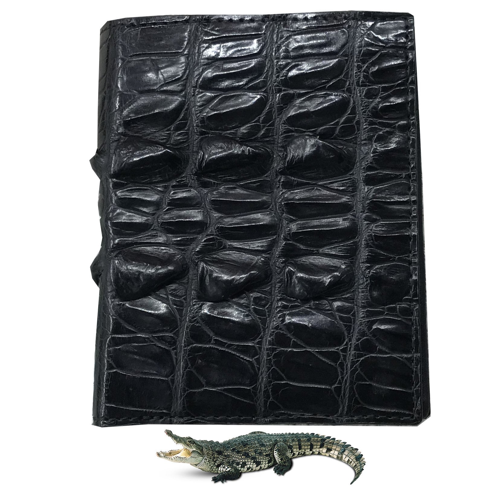 Black Alligator Skin Bifold Vertical Wallet For Men | Handmade Crocodile Leather Wallet RFID Blocking | VL5688 - Vinacreations