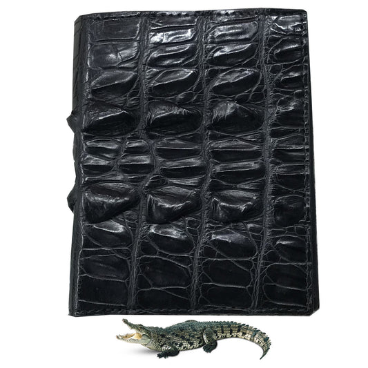 Black Alligator Skin Bifold Vertical Wallet For Men | Handmade Crocodile Leather Wallet RFID Blocking | VL5688 - Vinacreations