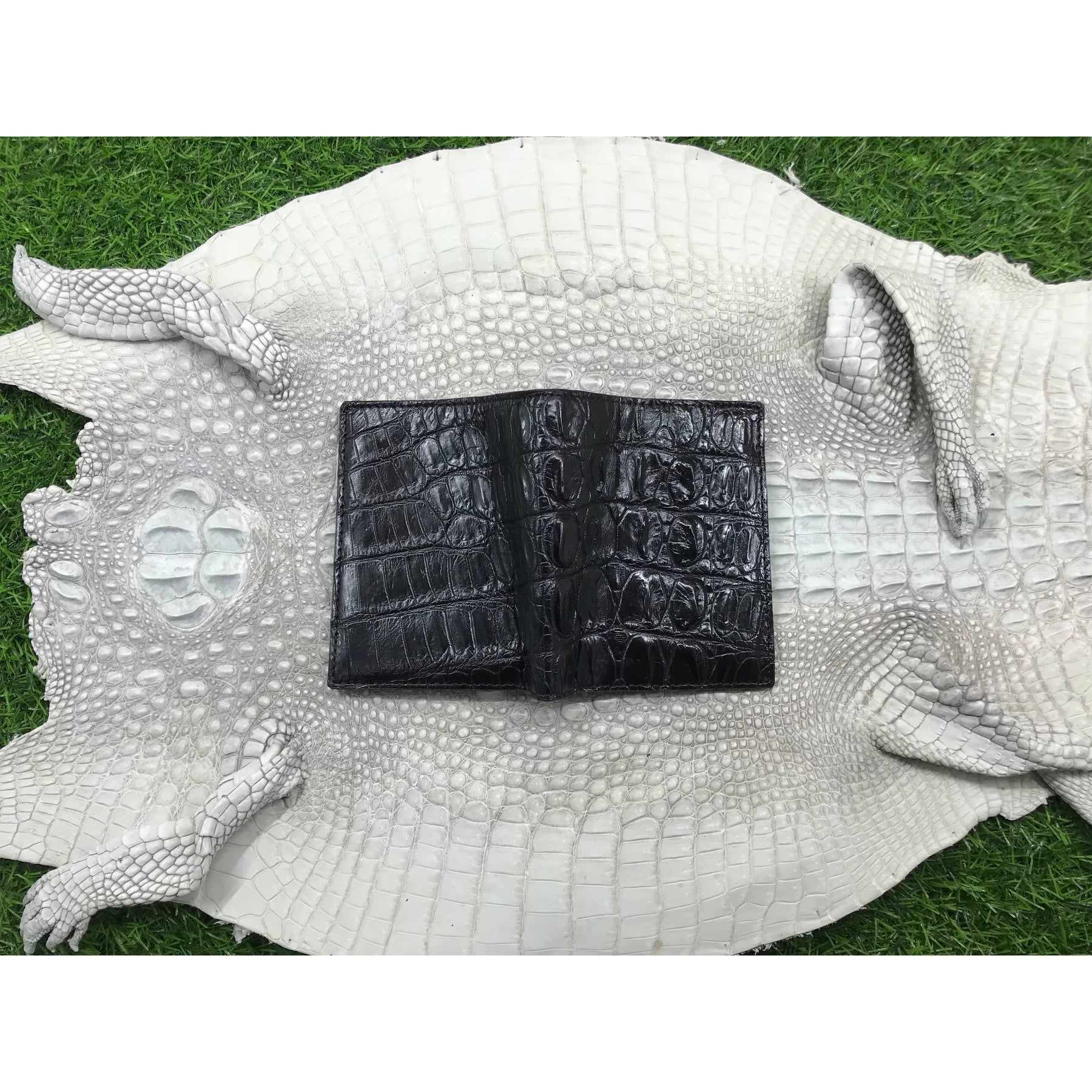 Black Alligator Skin Bifold Vertical Wallet For Men | Handmade Crocodile Leather Wallet RFID Blocking | VL5689 - Vinacreations