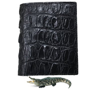 Black Alligator Skin Bifold Vertical Wallet For Men | Handmade Crocodile Leather Wallet RFID Blocking | VL5689