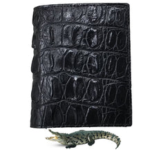 Black Alligator Skin Bifold Vertical Wallet For Men | Handmade Crocodile Leather Wallet RFID Blocking | VL5689 - Vinacreations