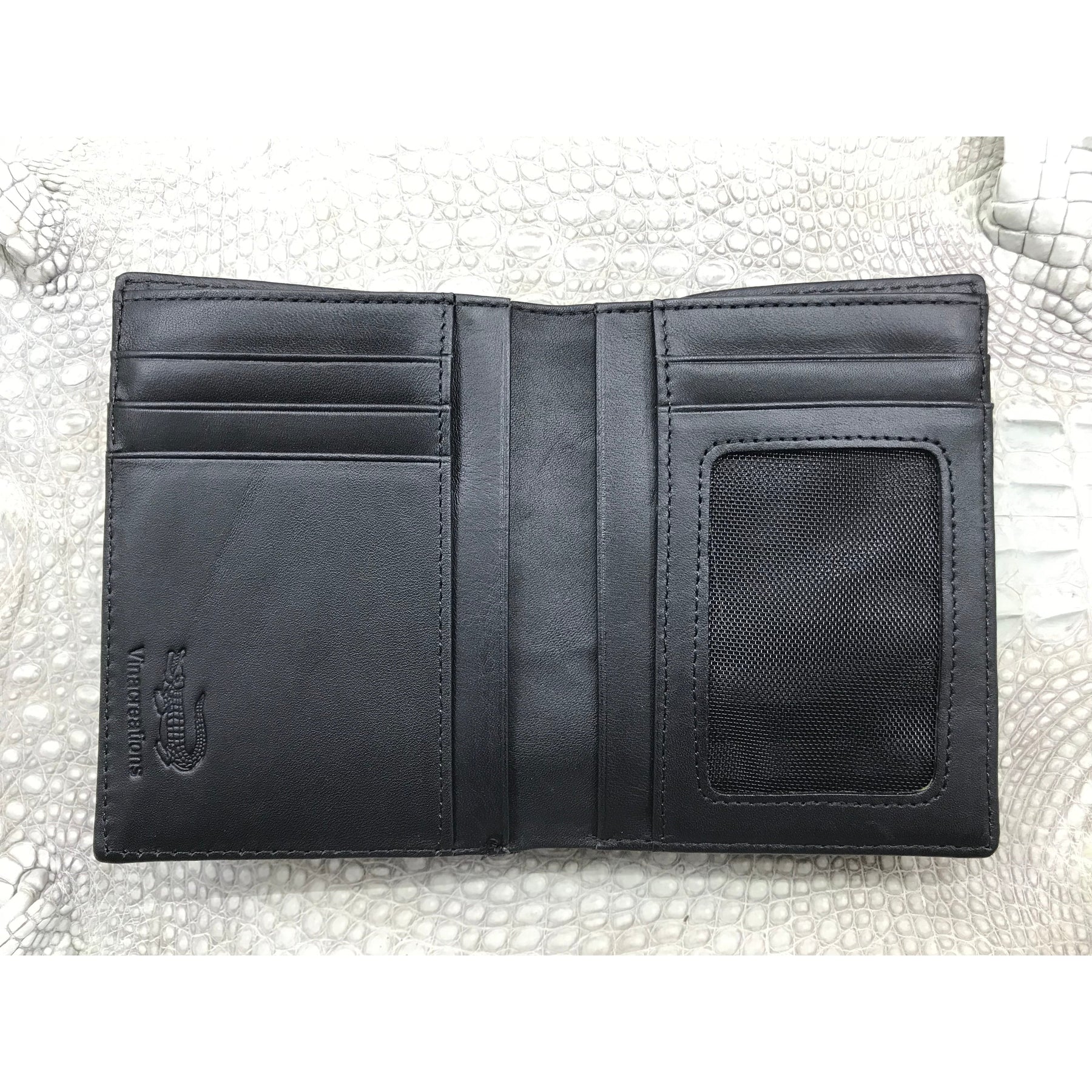 Black Alligator Skin Bifold Vertical Wallet For Men | Handmade Crocodile Leather Wallet RFID Blocking | VL5689 - Vinacreations