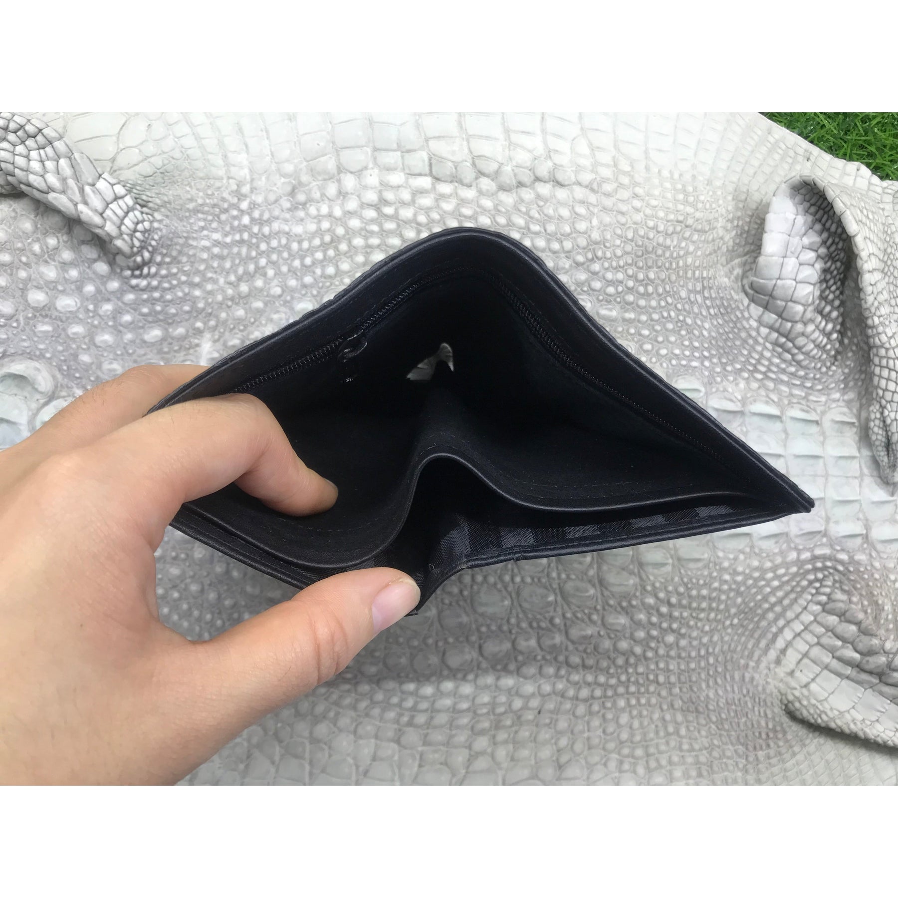 Black Alligator Skin Bifold Vertical Wallet For Men | Handmade Crocodile Leather Wallet RFID Blocking | VL5689 - Vinacreations