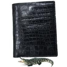 Black Alligator Skin Bifold Vertical Wallet For Men | Handmade Crocodile Leather Wallet RFID Blocking | VL5690 - Vinacreations