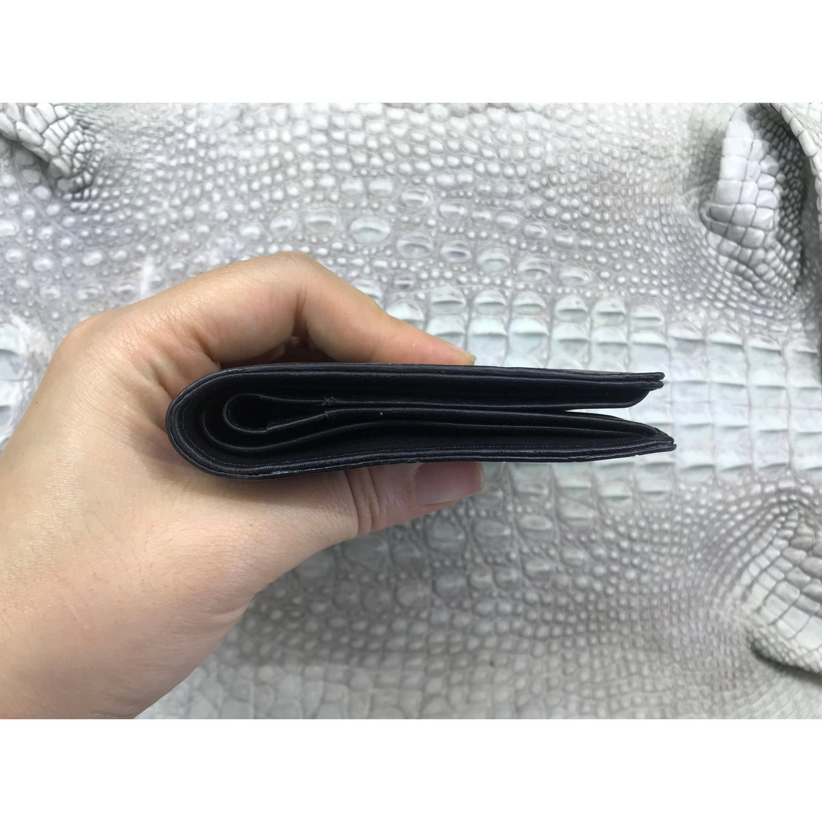 Black Alligator Skin Bifold Vertical Wallet For Men | Handmade Crocodile Leather Wallet RFID Blocking | VL5690 - Vinacreations