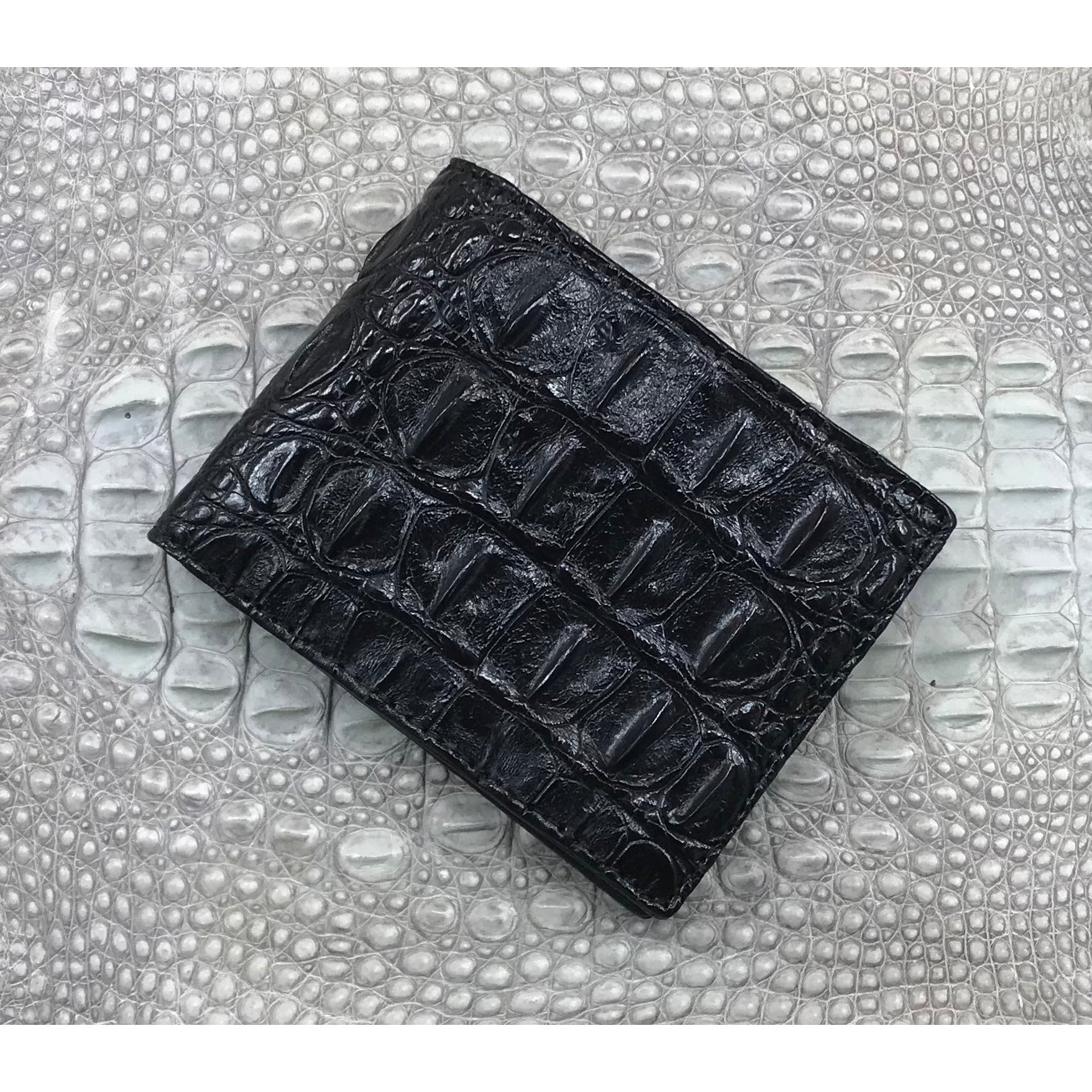 Black Alligator Skin Bifold Wallet For Men | Handmade Crocodile Leather Wallet RFID Blocking | VL5618 - Vinacreations