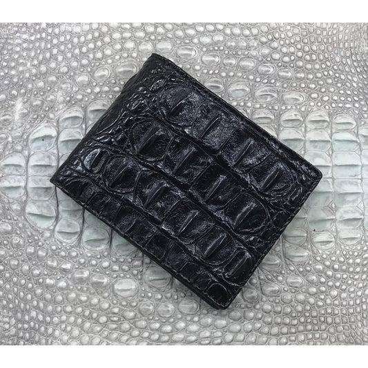 Black Alligator Skin Bifold Wallet For Men | Handmade Crocodile Leather Wallet RFID Blocking | VL5618 - Vinacreations