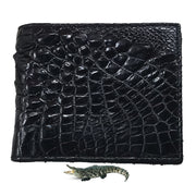 Black Alligator Skin Bifold Wallet For Men | Handmade Crocodile Leather Wallet RFID Blocking | VL5630