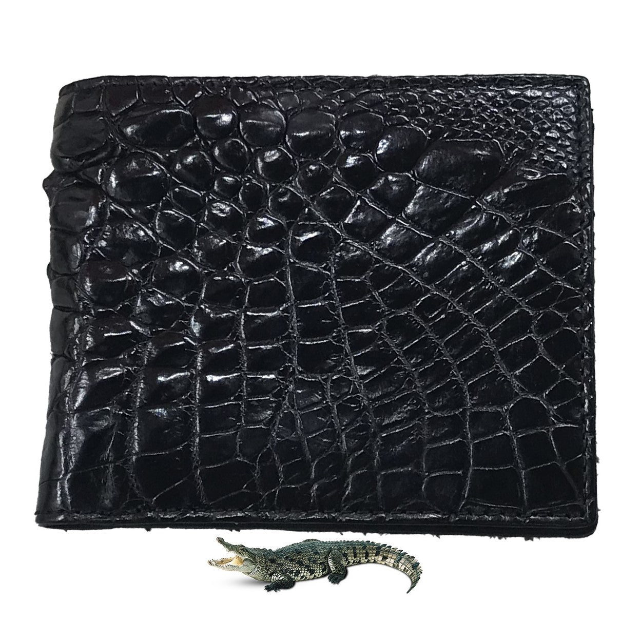 Black Alligator Skin Bifold Wallet For Men | Handmade Crocodile Leather Wallet RFID Blocking | VL5630 - Vinacreations