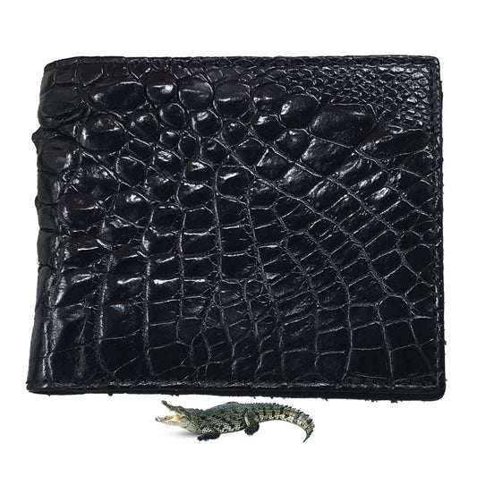 Black Alligator Skin Bifold Wallet For Men | Handmade Crocodile Leather Wallet RFID Blocking | VL5630 - Vinacreations