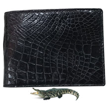 Black Alligator Skin Bifold Wallet For Men | Handmade Crocodile Leather Wallet RFID Blocking | VL5658 - Vinacreations