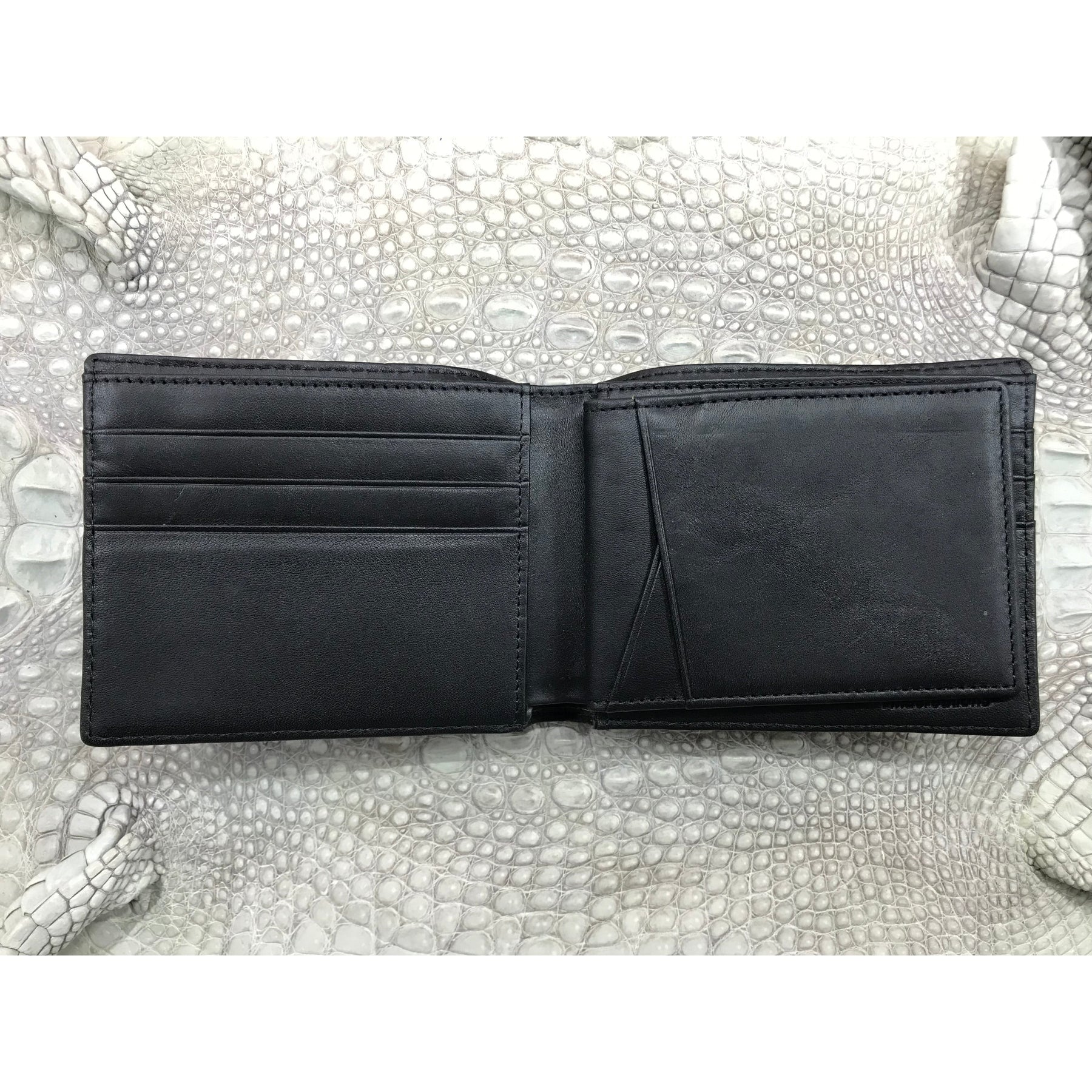 Black Alligator Skin Bifold Wallet For Men | Handmade Crocodile Leather Wallet RFID Blocking | VL5658 - Vinacreations
