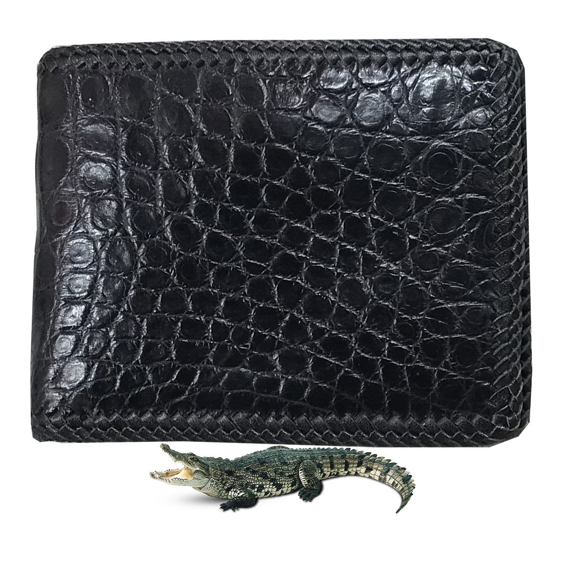 Black Alligator Skin Bifold Wallet For Men | Handmade Crocodile Leather Wallet RFID Blocking | VL5662 - Vinacreations