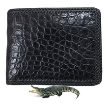 Black Alligator Skin Bifold Wallet For Men | Handmade Crocodile Leather Wallet RFID Blocking | VL5662 - Vinacreations