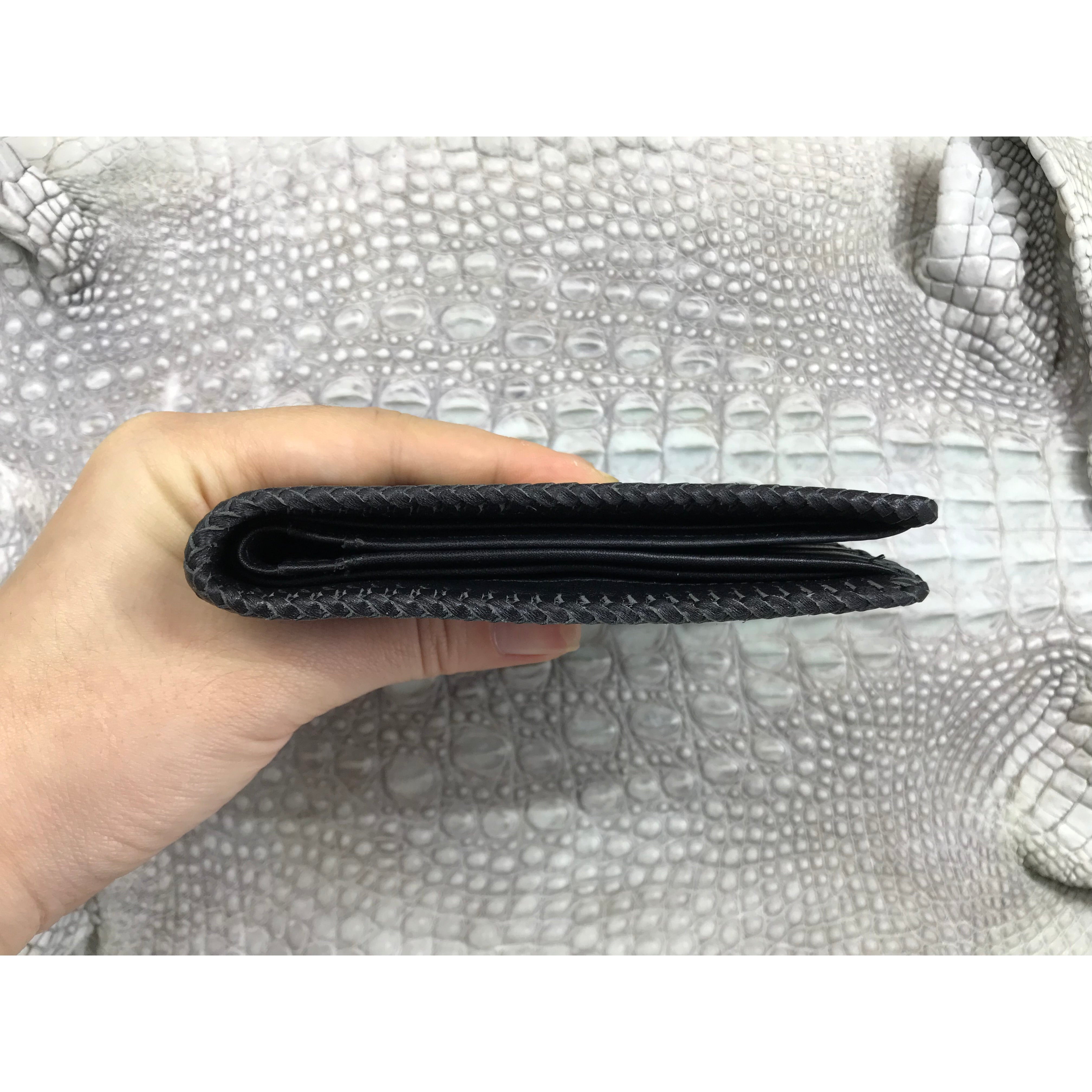 Black Alligator Skin Bifold Wallet For Men | Handmade Crocodile Leather Wallet RFID Blocking | VL5662 - Vinacreations