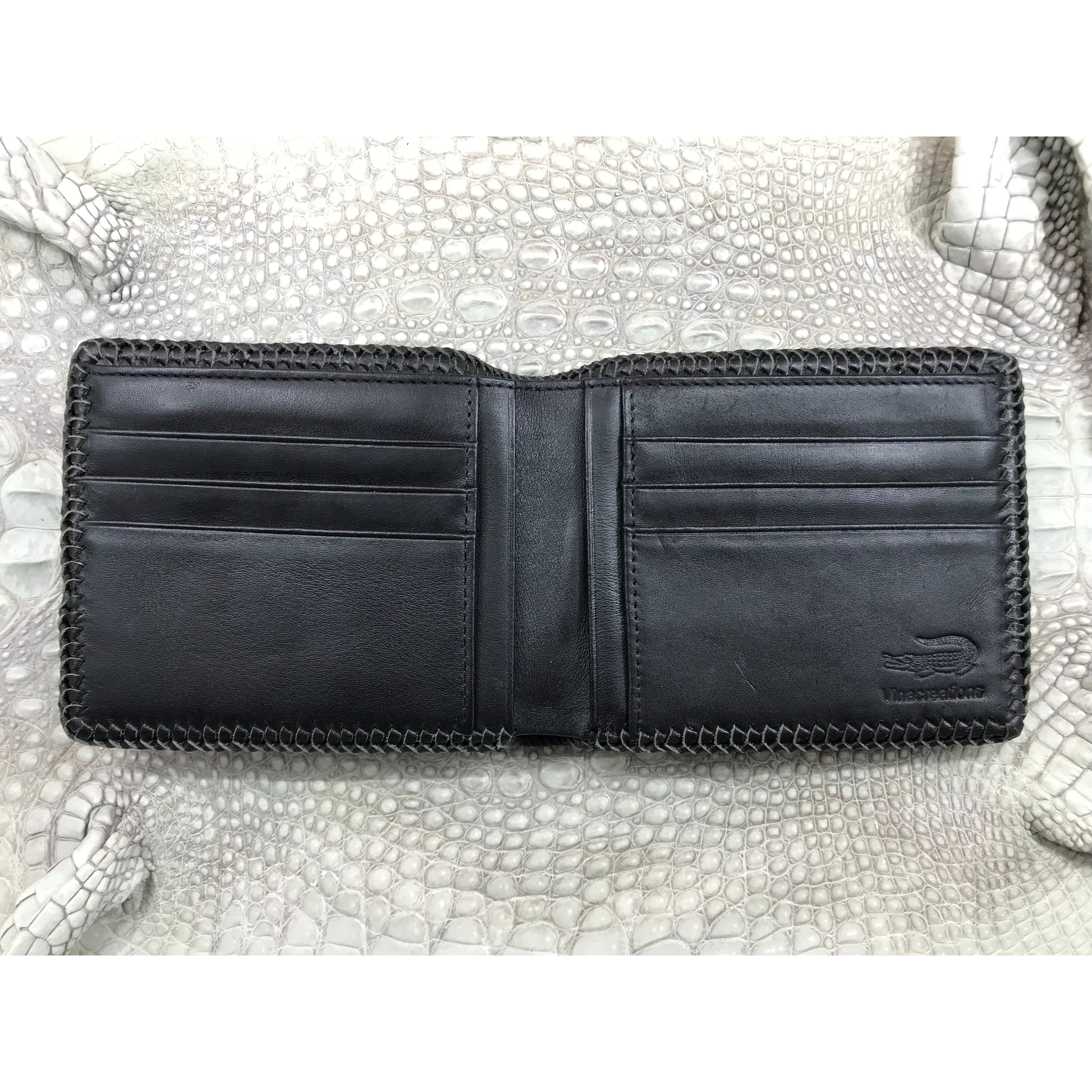 Black Alligator Skin Bifold Wallet For Men | Handmade Crocodile Leather Wallet RFID Blocking | VL5663 - Vinacreations