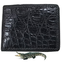 Black Alligator Skin Bifold Wallet For Men | Handmade Crocodile Leather Wallet RFID Blocking | VL5663 - Vinacreations