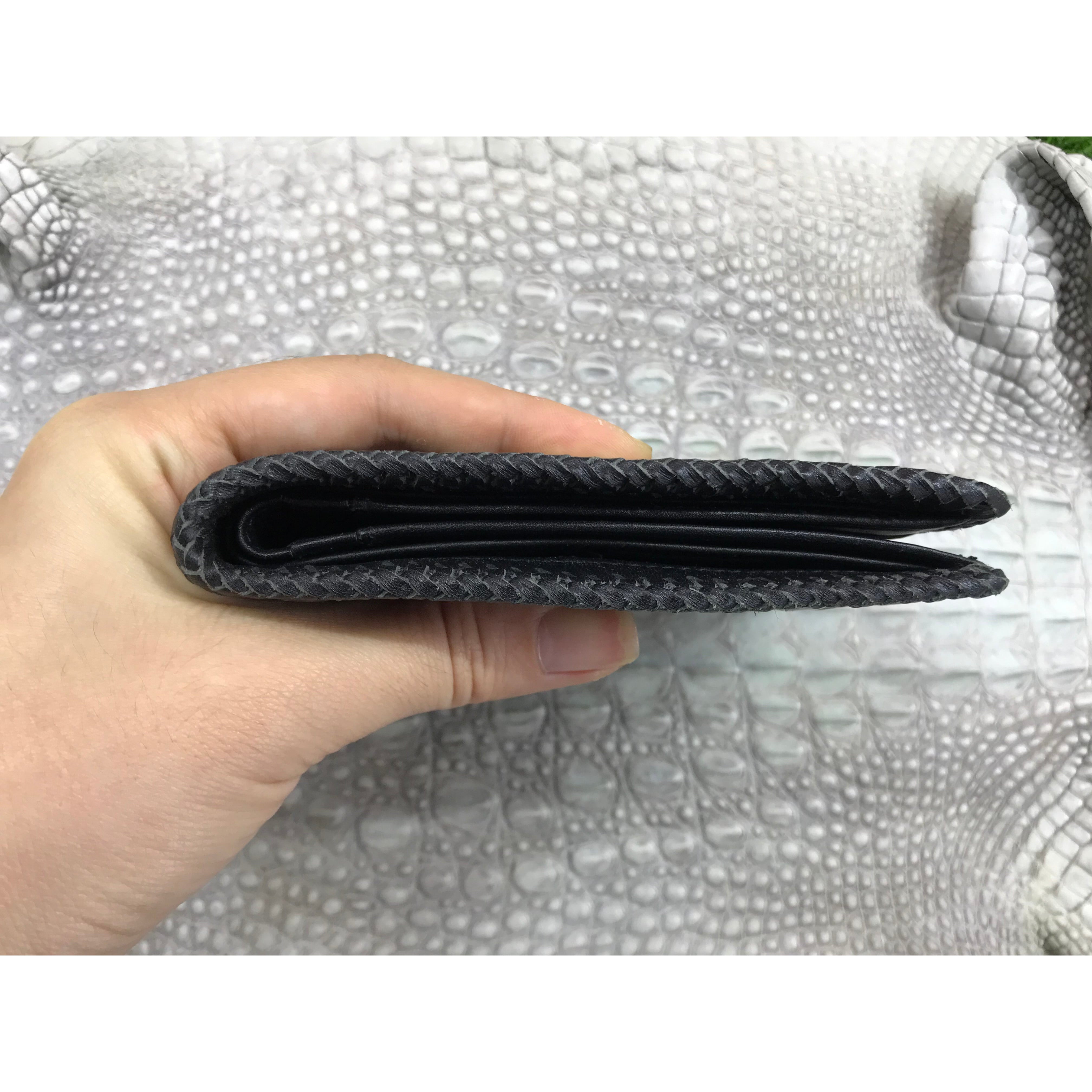 Black Alligator Skin Bifold Wallet For Men | Handmade Crocodile Leather Wallet RFID Blocking | VL5663 - Vinacreations