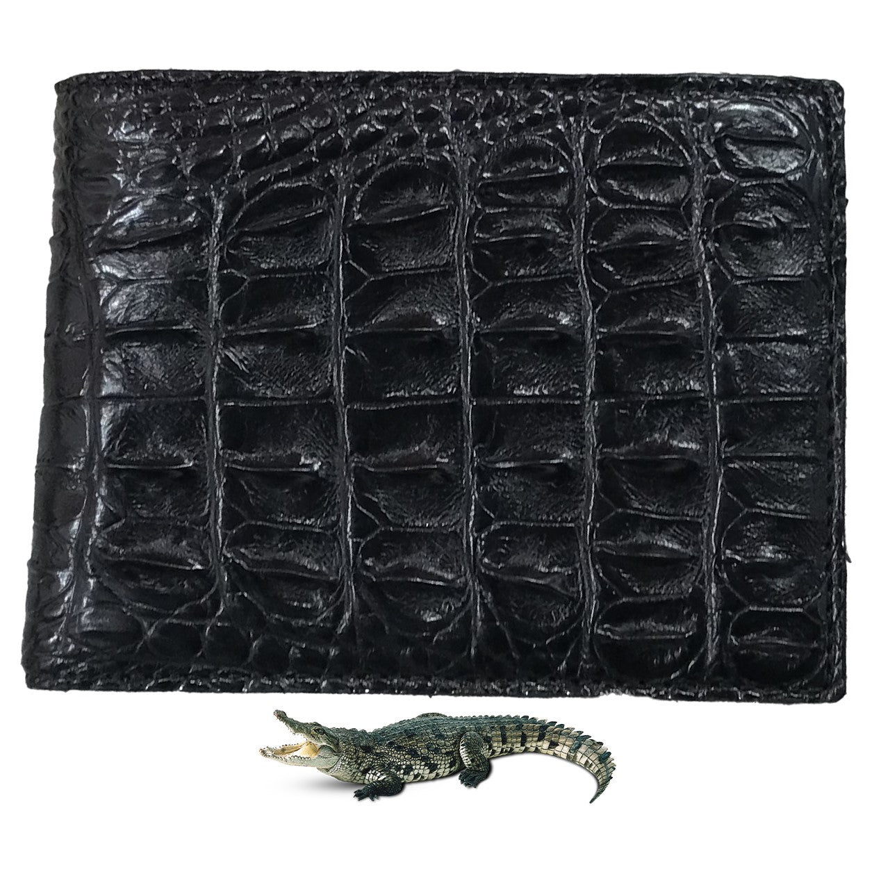 Black Alligator Skin Bifold Wallet For Men | Handmade Crocodile Leather Wallet RFID Blocking | VL5700 - Vinacreations