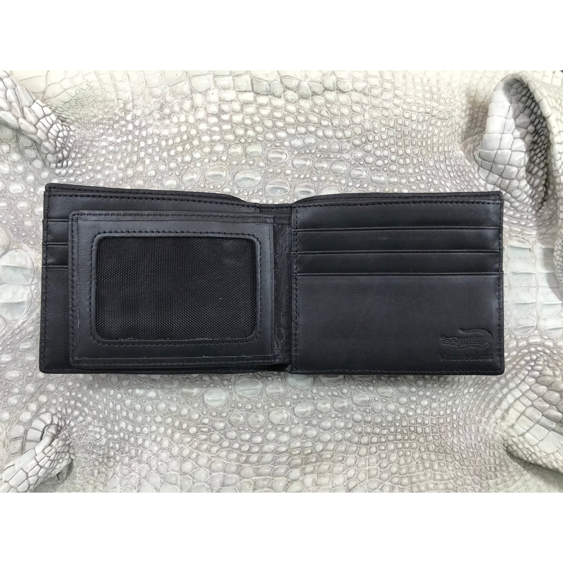 Black Alligator Skin Bifold Wallet For Men | Handmade Crocodile Leather Wallet RFID Blocking | VL5700 - Vinacreations