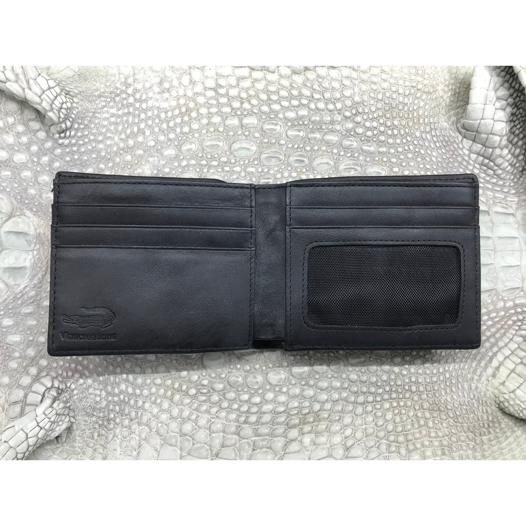 Black Alligator Skin Bifold Wallet For Men | Handmade Crocodile Leather Wallet RFID Blocking | VL5707 - Vinacreations