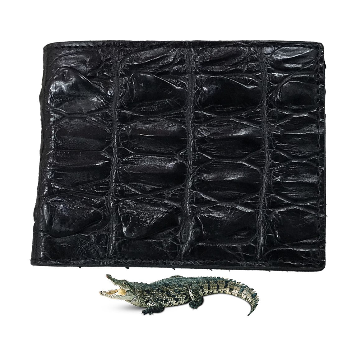Black Alligator Skin Bifold Wallet For Men | Handmade Crocodile Leather Wallet RFID Blocking | VL5707 - Vinacreations
