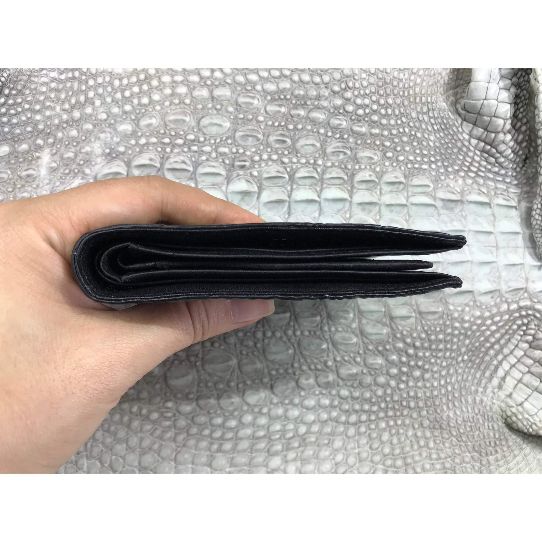 Black Alligator Skin Bifold Wallet For Men | Handmade Crocodile Leather Wallet RFID Blocking | VL5713 - Vinacreations