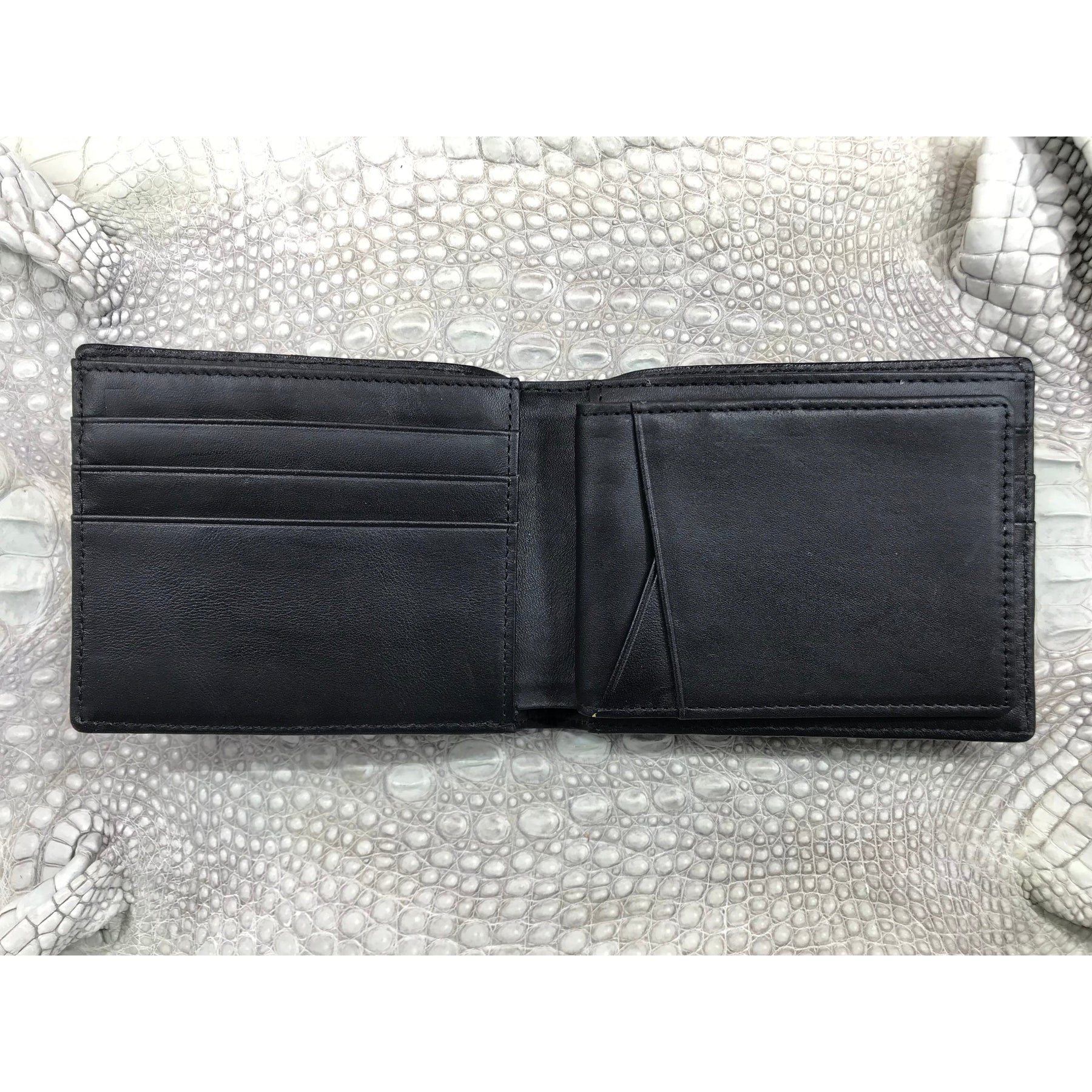 Black Alligator Skin Bifold Wallet For Men | Handmade Crocodile Leather Wallet RFID Blocking | VL5713 - Vinacreations