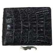 Black Alligator Skin Bifold Wallet For Men | Handmade Crocodile Leather Wallet RFID Blocking | VL5713