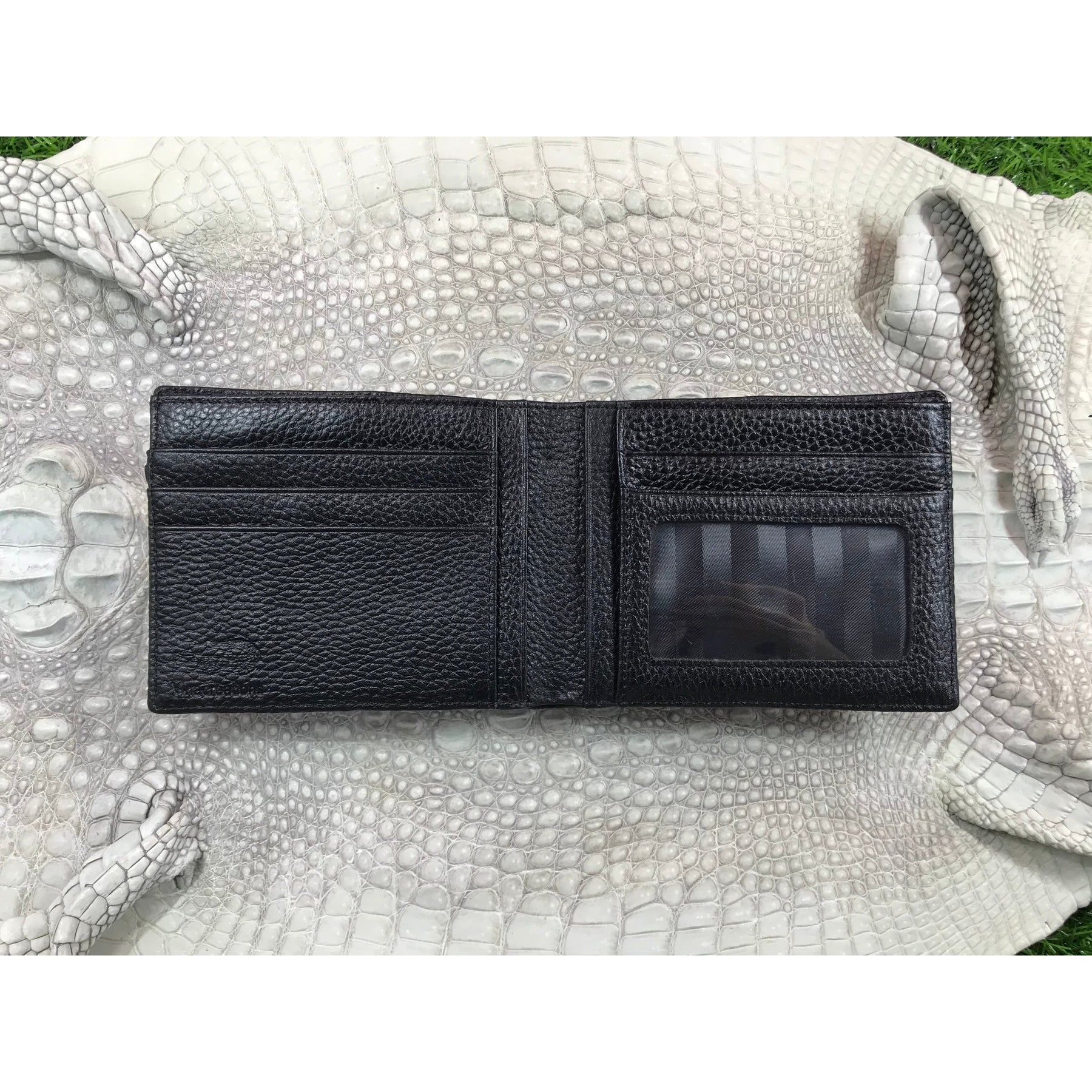 Black Alligator Skin Bifold Wallet For Men | Handmade Crocodile Leather Wallet RFID Blocking | VL5718 - Vinacreations