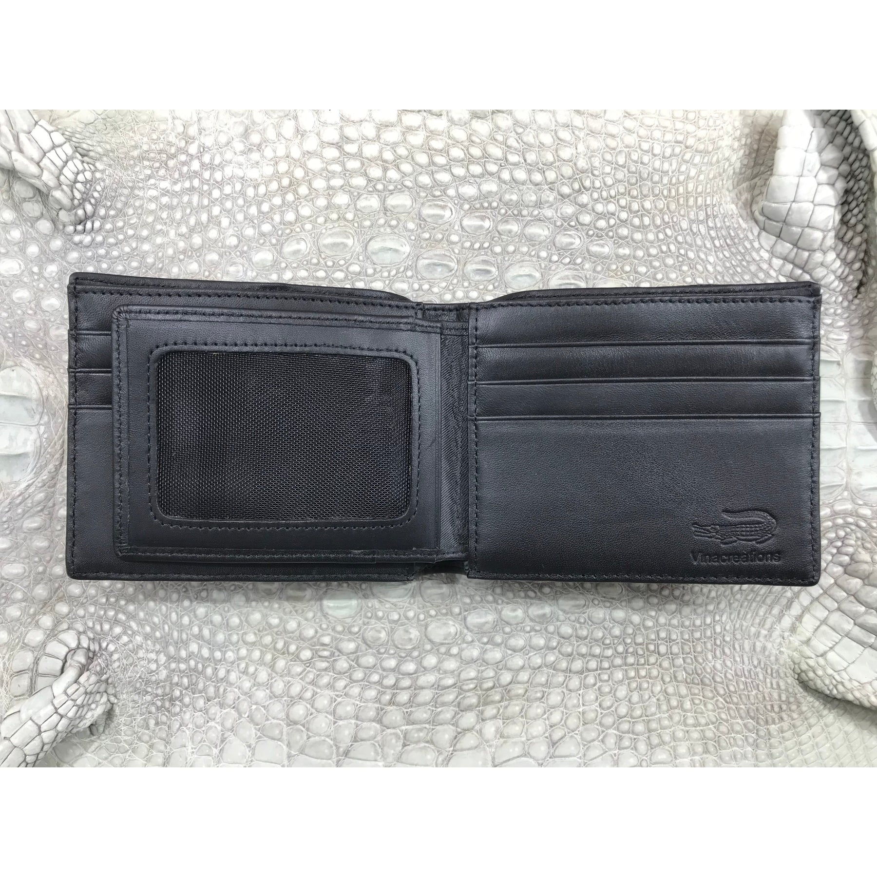 Black Alligator Skin Bifold Wallet For Men | Handmade Crocodile Leather Wallet RFID Blocking | VL5719 - Vinacreations