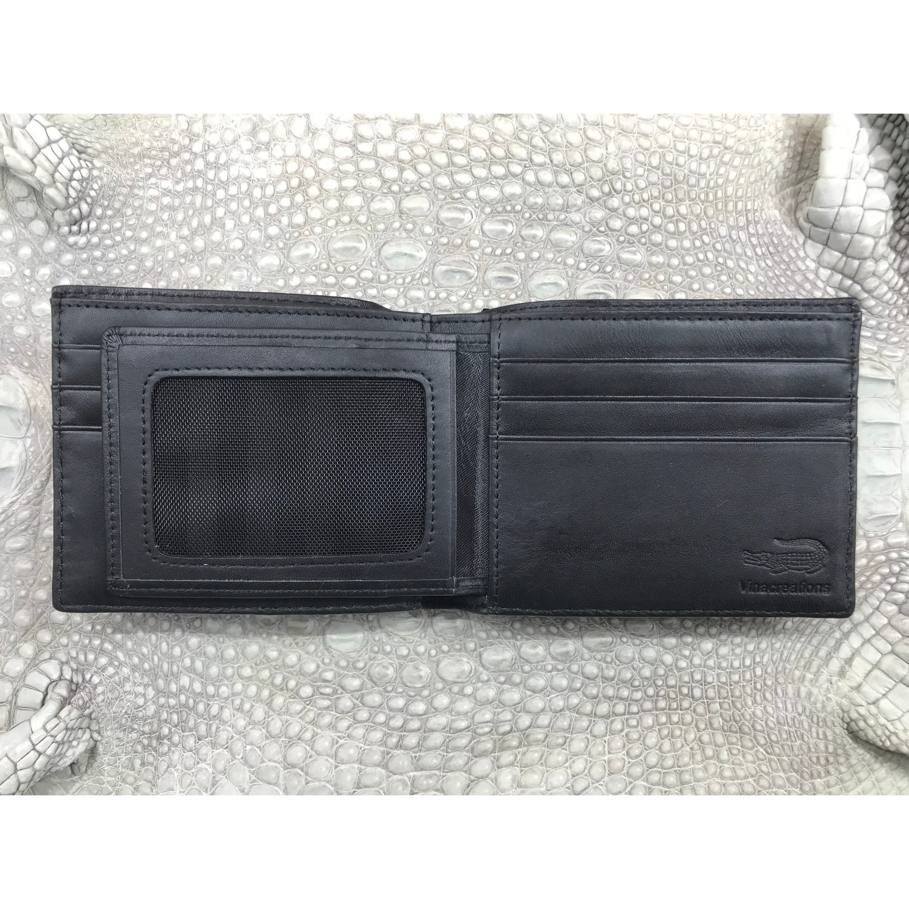 Black Alligator Skin Bifold Wallet For Men | Handmade Crocodile Leather Wallet RFID Blocking | VL5721 - Vinacreations