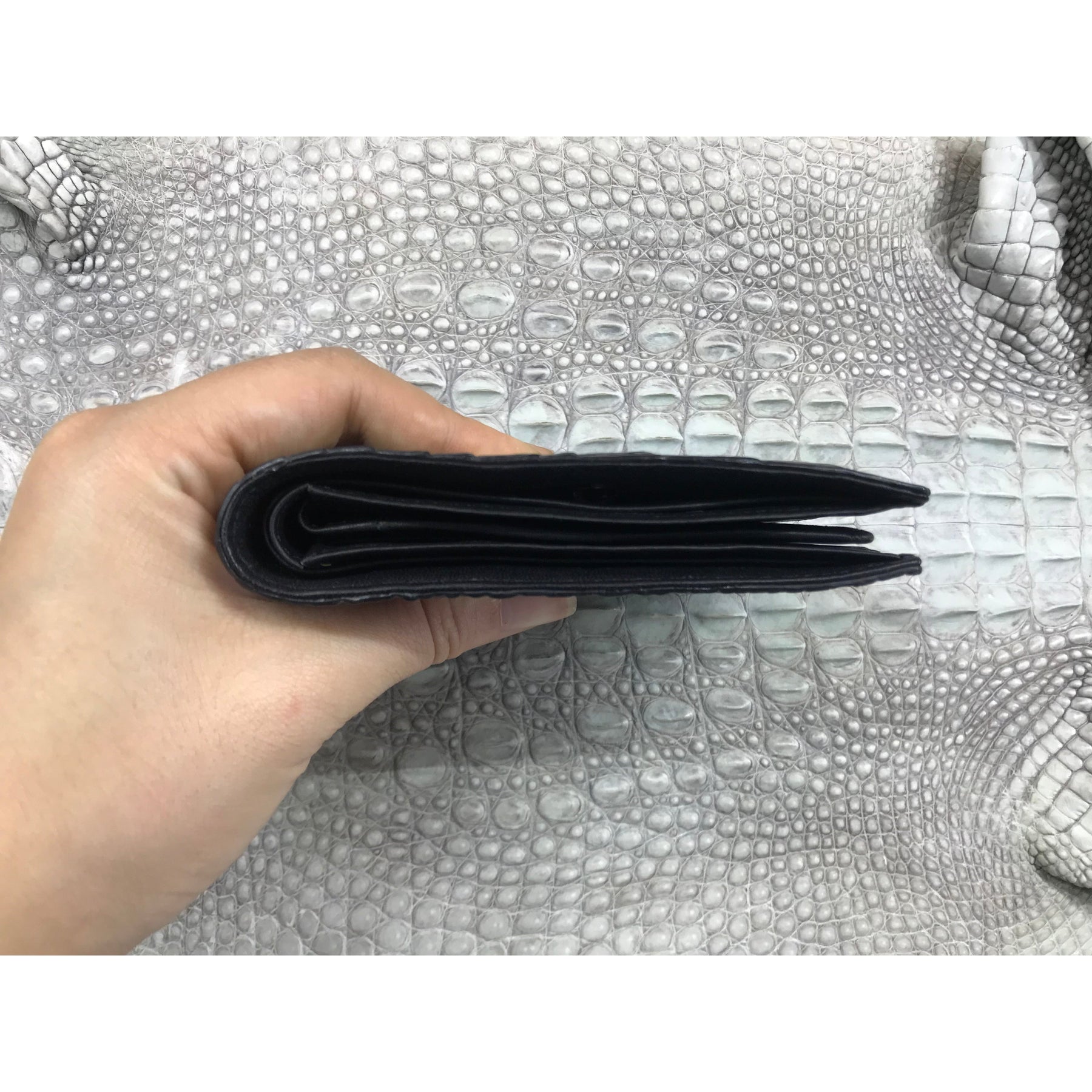 Black Alligator Skin Bifold Wallet For Men | Handmade Crocodile Leather Wallet RFID Blocking | VL5721 - Vinacreations