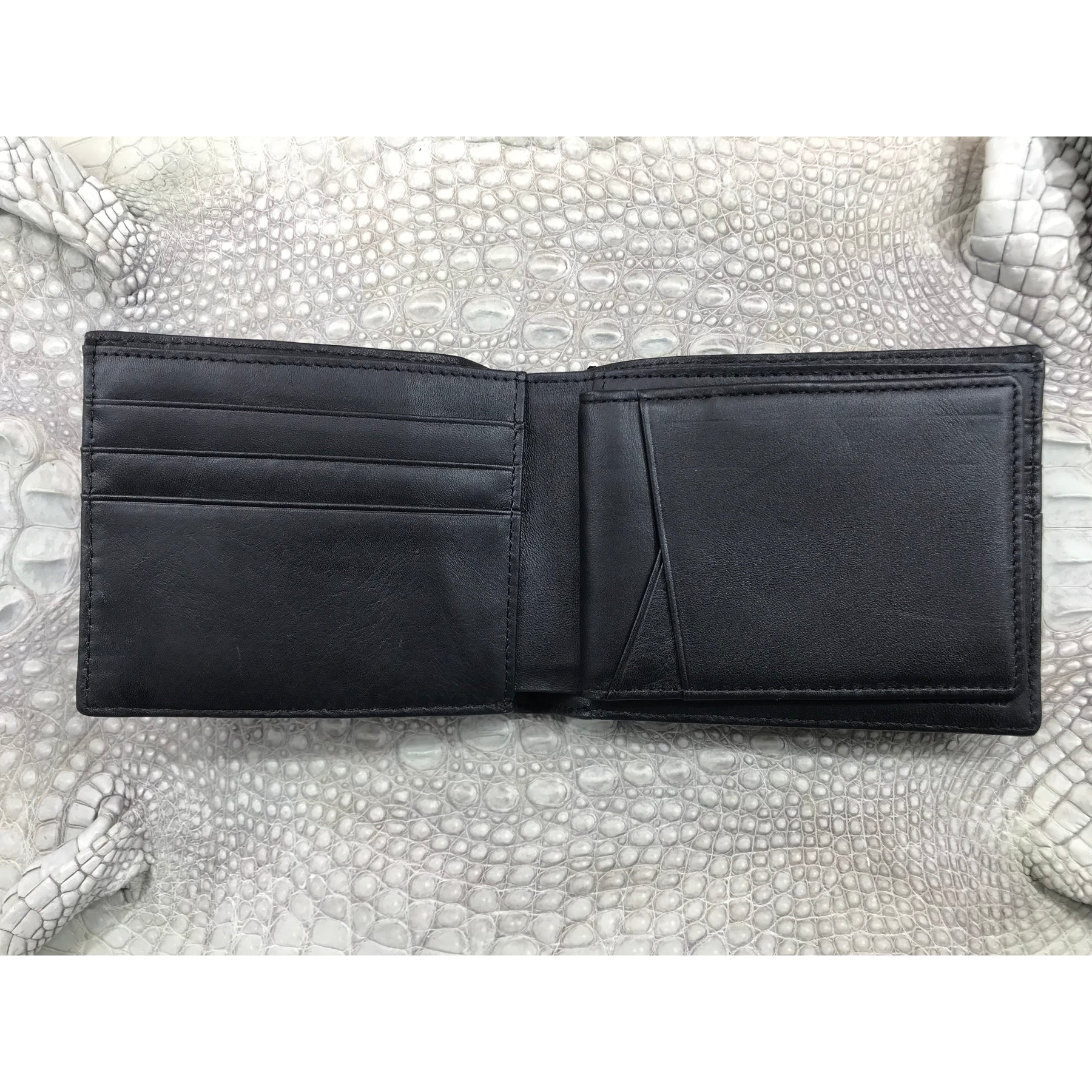 Black Alligator Skin Bifold Wallet For Men | Handmade Crocodile Leather Wallet RFID Blocking | VL5721 - Vinacreations