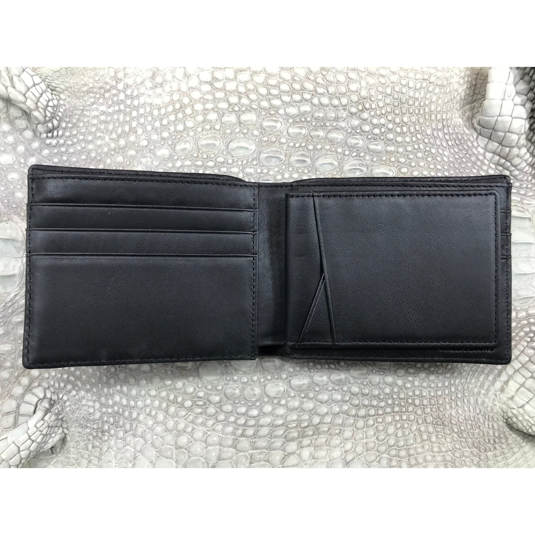 Black Alligator Skin Bifold Wallet For Men | Handmade Crocodile Leather Wallet RFID Blocking | VL5724 - Vinacreations