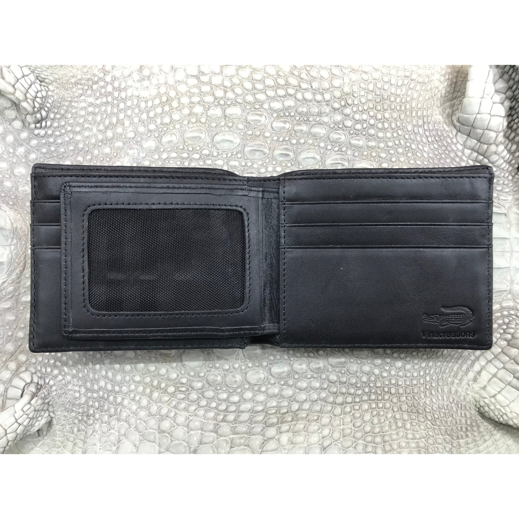 Black Alligator Skin Bifold Wallet For Men | Handmade Crocodile Leather Wallet RFID Blocking | VL5724 - Vinacreations